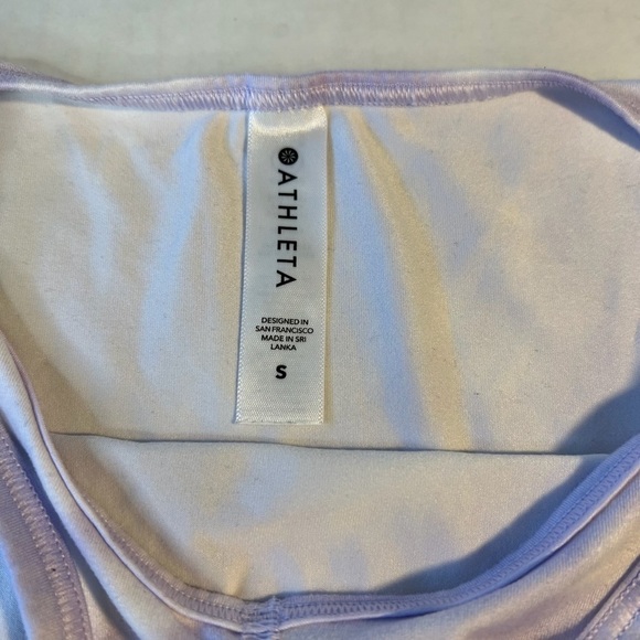 Athleta Sz Small Tie Dye Purple White Tank Racerback Open Back - Picture 3 of 6